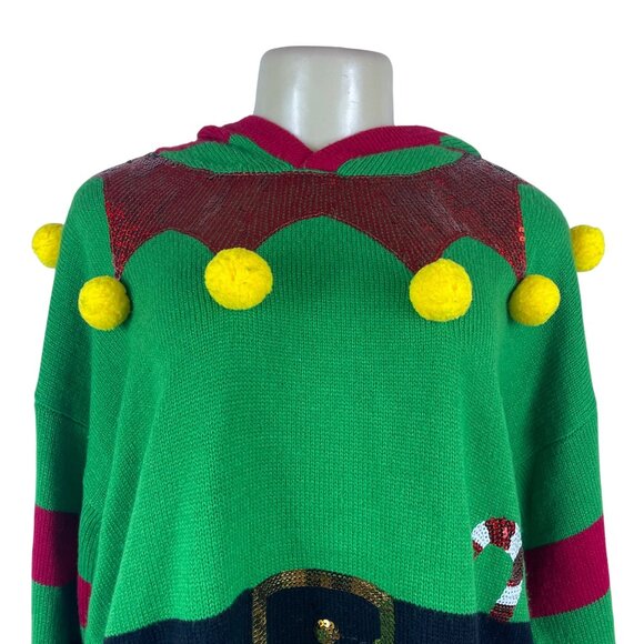 Hooked Up Women’s Green Ugly Christmas Sweater Knit Size XL - Picture 4 of 8